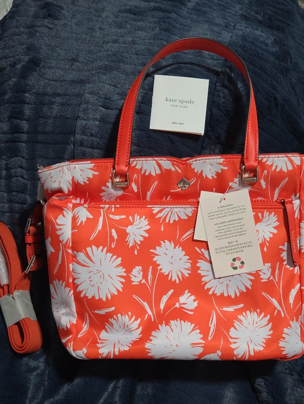 NWT kate spade Orange and White Floral Tote
